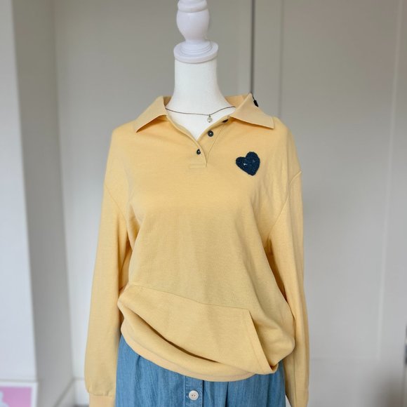 Cute Heart Face Yellow Hoodie - Picture 2 of 12